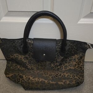 Chico's Brown and Black Tote with Leather Handles